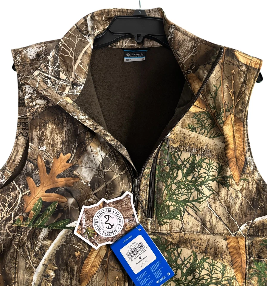 Columbia Vest Mens Medium Real Tree Camouflage Omni Shield PHG Hunting - Image 3 of 4