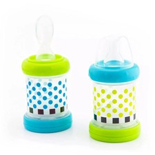 Sassy Baby Food Nurser Set of 2 Count Cereal Feeder 4oz Bottles Nipple Spoon Kid