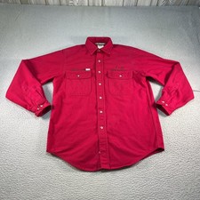 Vintage Carhartt Shirt Mens Medium Red Flannel Long Sleeve Button Up USA Work