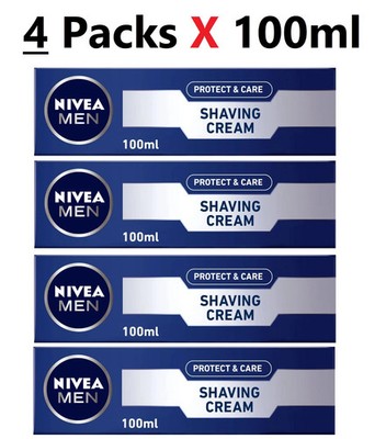 NIVEA MEN Shaving Cream Protect | Aloe Vera |Smooth & Comfortable Shave(4X100ml)