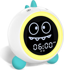 Kids Alarm Clock, Toddler Sleep Training Clock with Sound Machine, Night Lights,