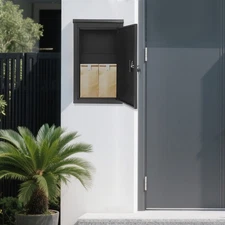 Carbon Steel Parcel Drop Box Wall-Mounted Package Delivery Box with Key Lock