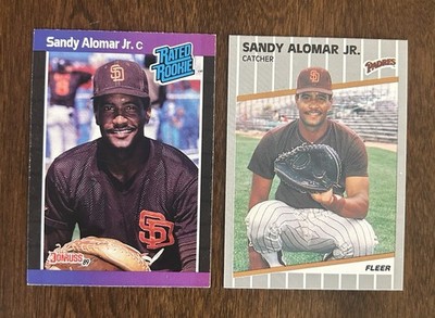 1989 SANDY ALOMAR JR (RC) (2-Card LOT) Donruss Rated Rookie #28, Fleer #300