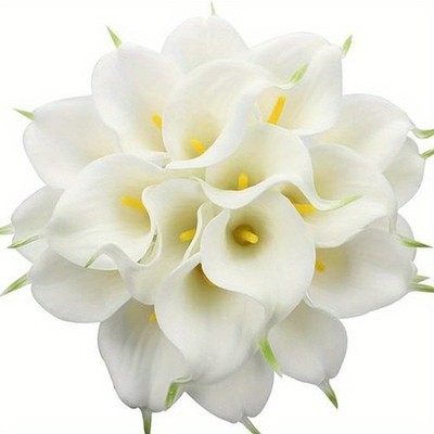 20Stems Artificial Calla Lily Bouquet Realistic White Fake Flowers Wedding Decor