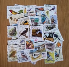 50 sellos postales temáticos de aves usados diferentes