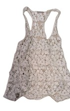 Pink Collection of NY Women’s Medium White Crochet Lace Racerback Tank Top Boho