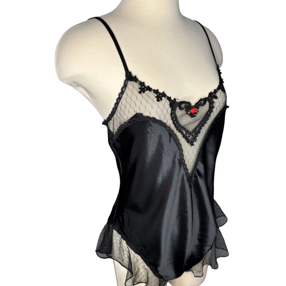 Vintage California Dynasty Black Satin Lace Teddy Bodysuit Lingerie Size Large - Image 4 of 4