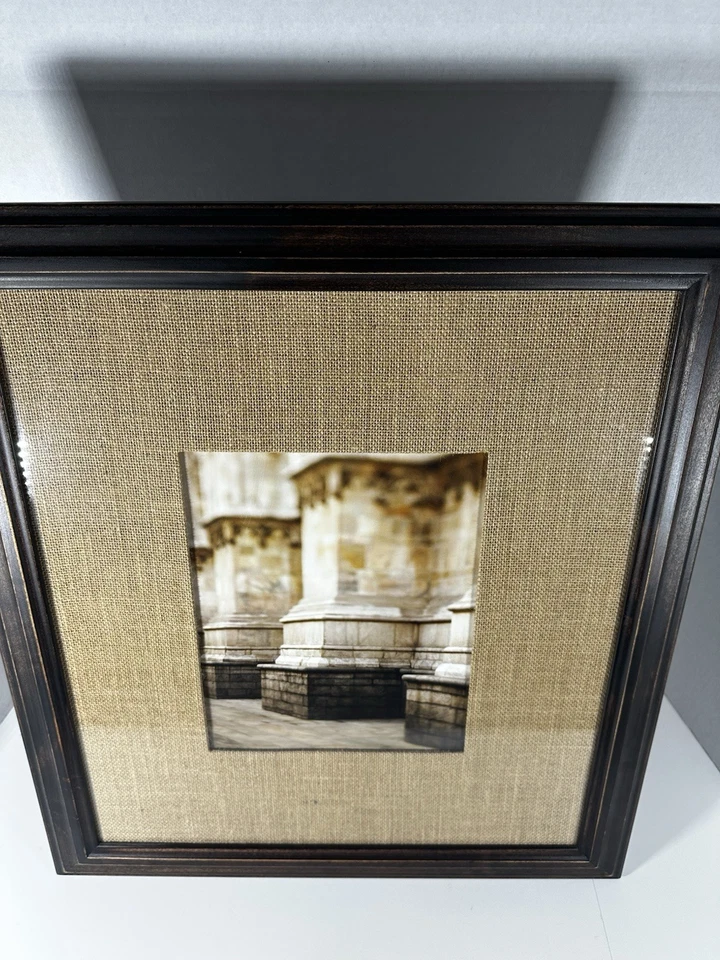 Marco de madera envejecida Pottery Barn 8 X 10 con borde de lona de tweed Foto 4 de 4