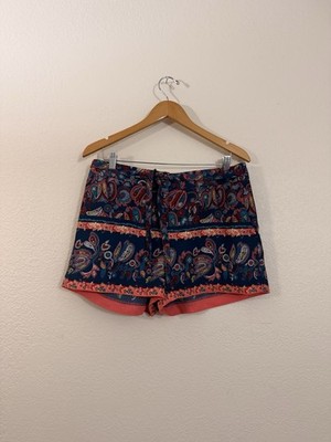 LOFT Paisley Print Shorts Size 6 Navy Boho Summer NWOT