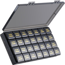 Large Monthly Pill Organizer 28 Days Portable One Month Pill Box Weekly Case