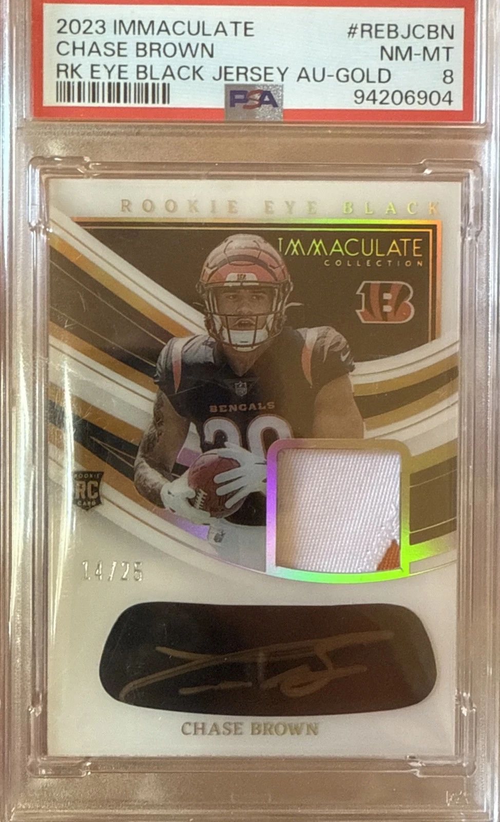 Chase Brown Panini Immaculate Collection Immaculate Rookie Eye Black Jersey Autographs #REBJCBN Gold