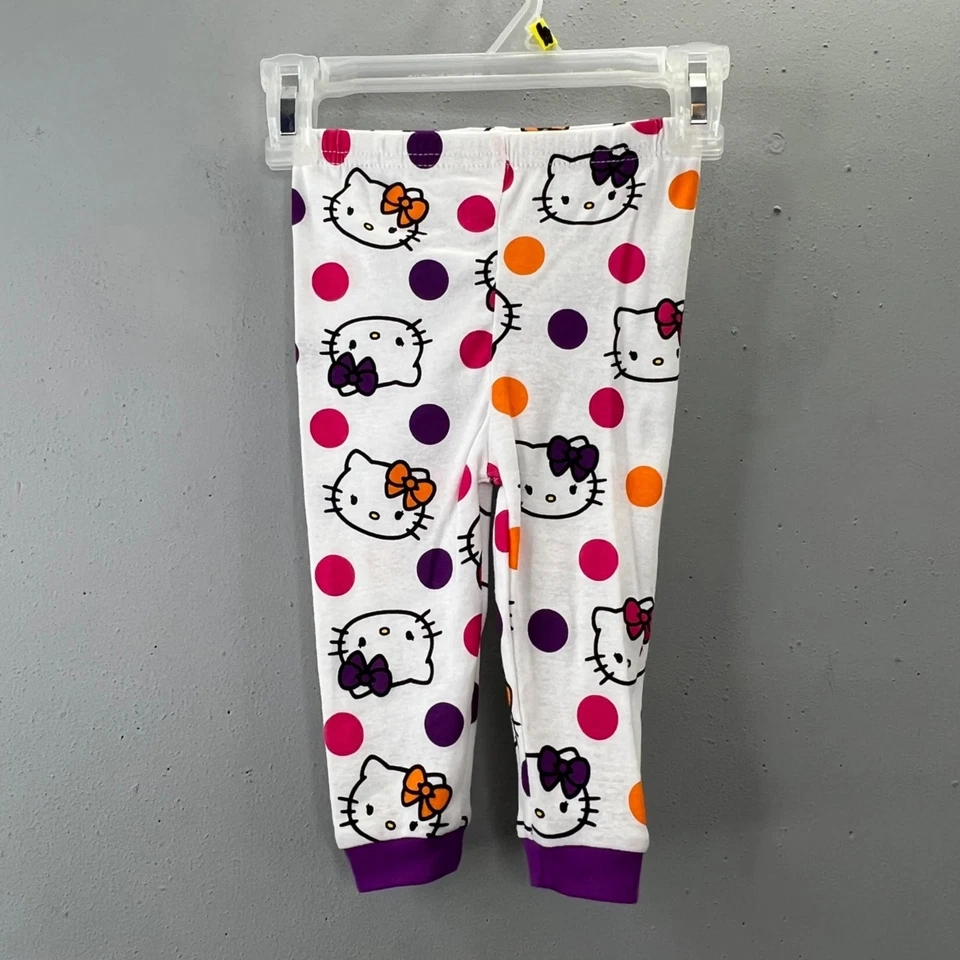 Conjunto de Pijama Hello Kitty Halloween 12 Meses 2 Piezas Pantalones Camisa Naranja Púrpura Nuevo con Etiquetas Foto 3 de 4