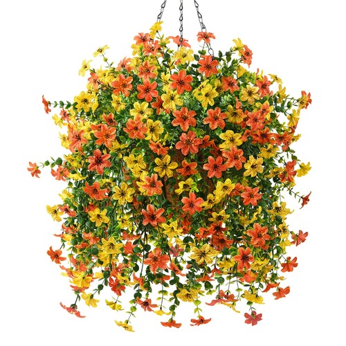 Artificial Fake Hanging Flowers Plants Baskets for Outdoor Fall ...