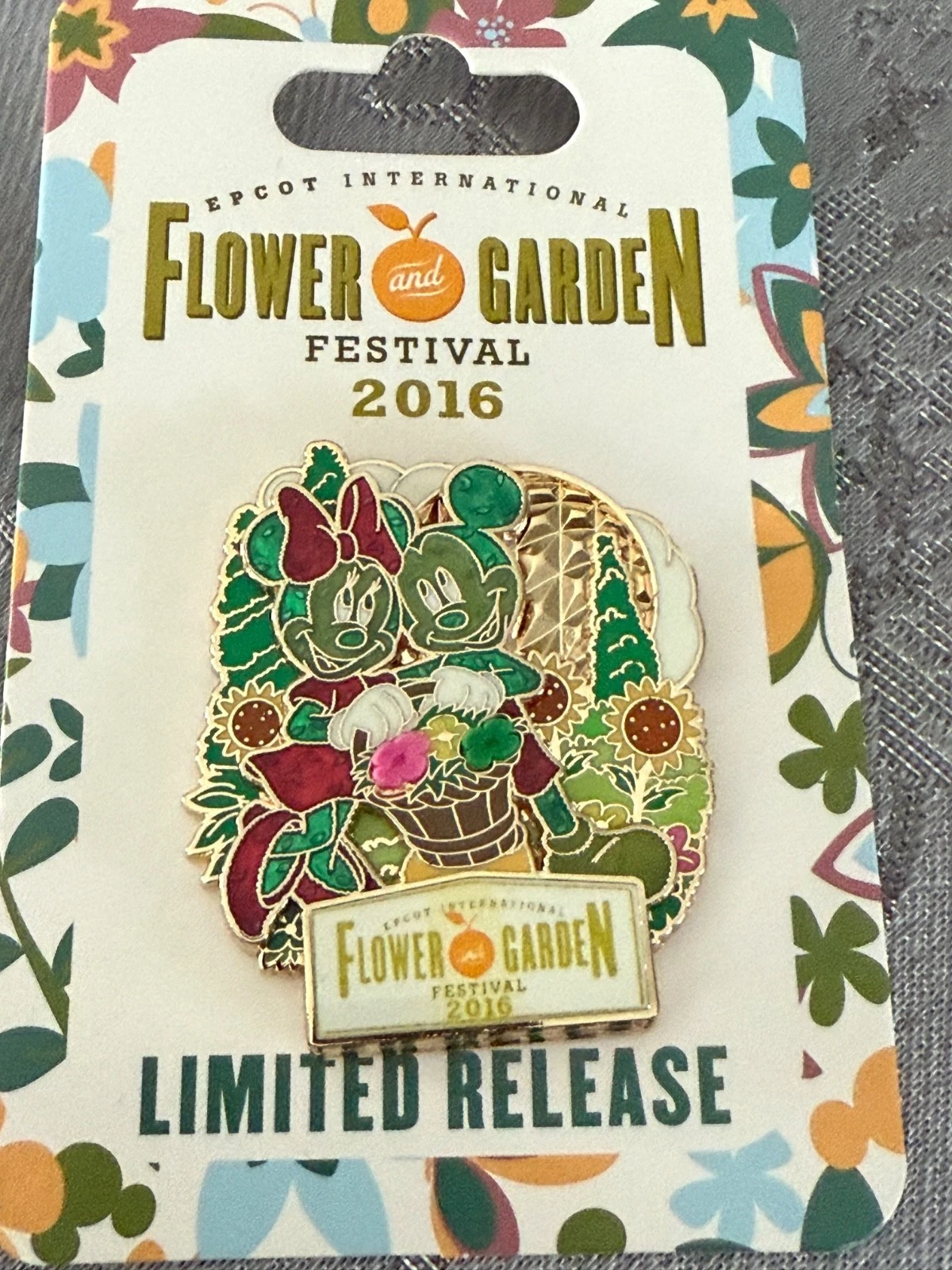 WDW Mickey and Minnie - Epcot Flower and Garden Festival 2016 Disney Pin NEW
