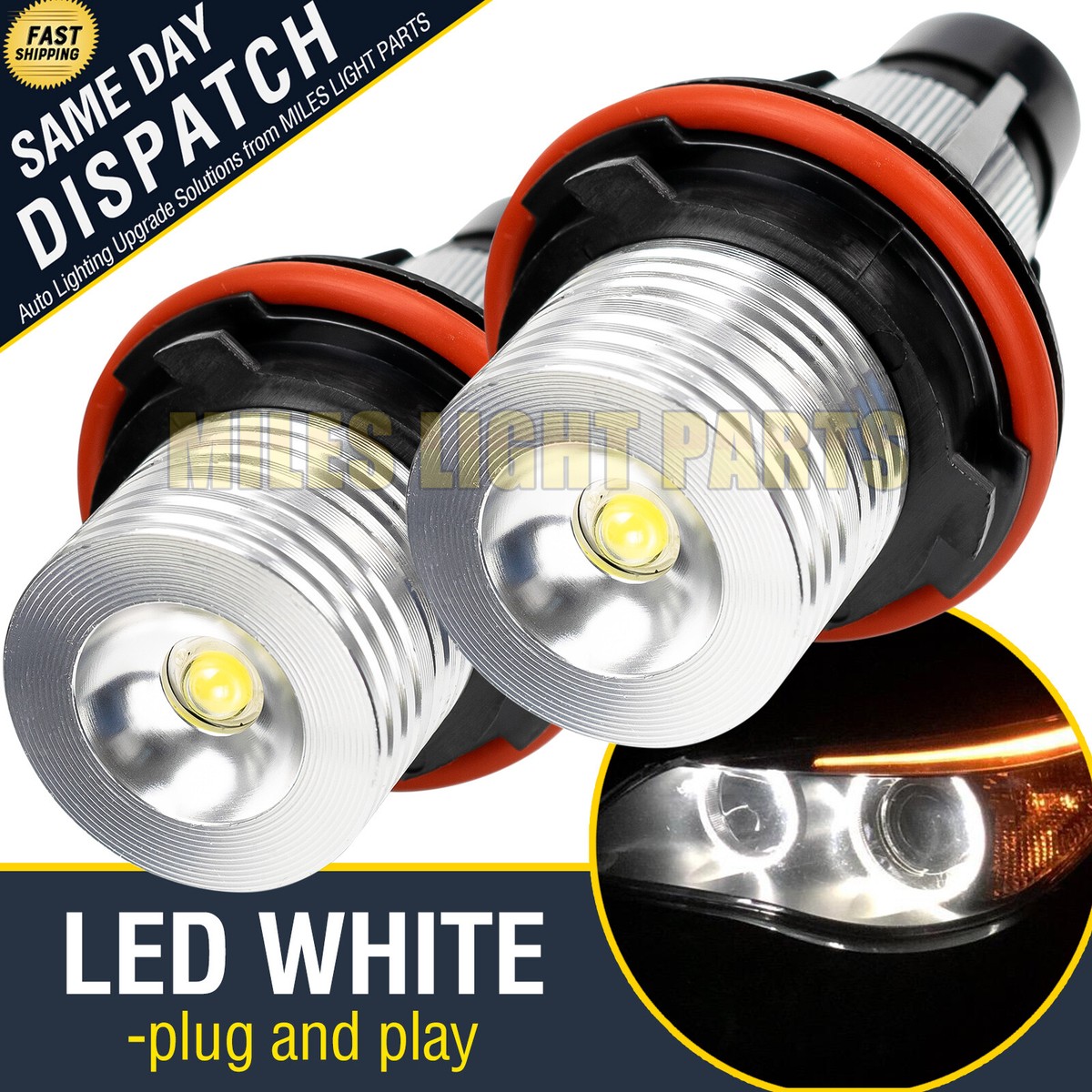 Upgrade Your BMW's Look With 2X LED Angel Eye Halo Bulbs – 3000K Yellow, CAN Bus Ready