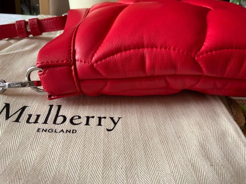 MULBERRY 🌸 Softie Pillow Phone RED Nappa Bag RRP £595 Padded LEATHER Crossbody - Picture 8 of 21