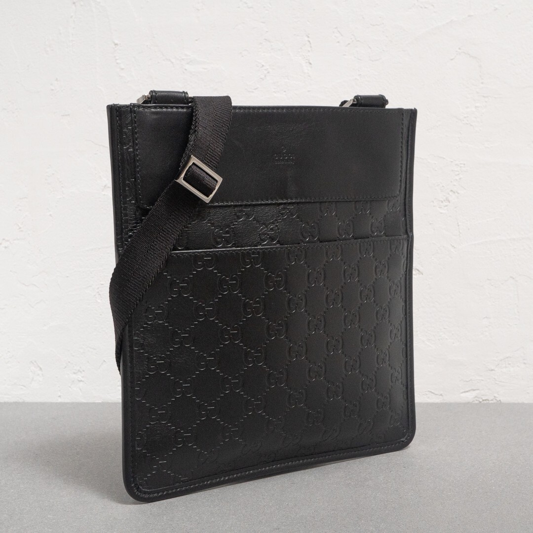 GUCCI Shoulder Bag 27639 Guccissima Black Leather Silver GUCCI Shoulder Bag 27639 Guccissima Black Leather Silver