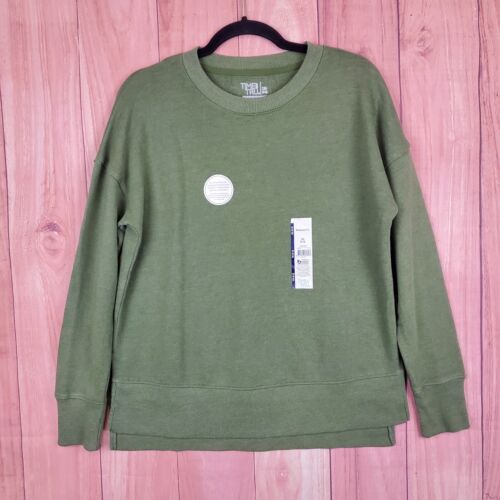 Time and Tru Womens French Terry Sweatshirt Sz XS Green NEW NWT - Picture 1 of 9