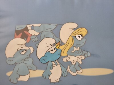 Hanna Barbera Original 1980er Vintage TV SCHLÜMPFE Animation Kunst Produktion Cel #529