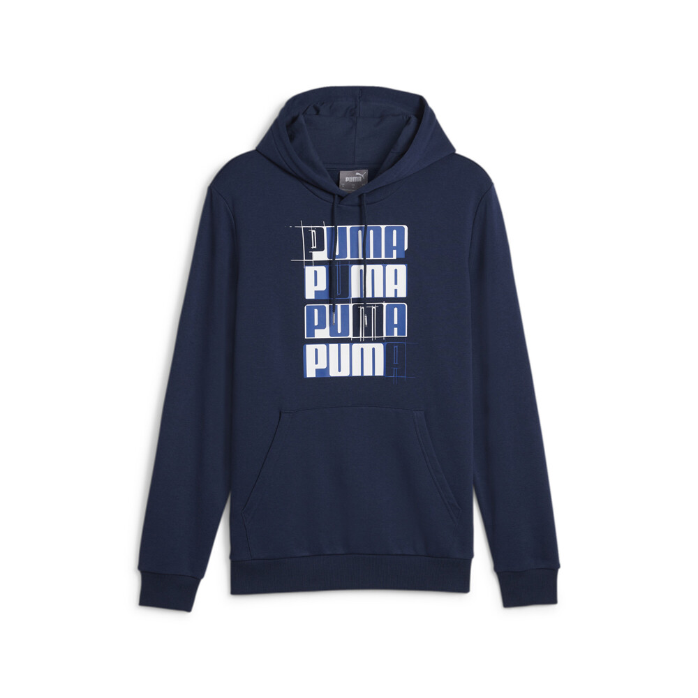 Мужская повседневная верхняя одежда синего цвета с капюшоном Puma Essential Logo Lab Graphic Pull Over Hoodie 6789