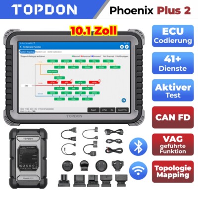 2025 TOPDON Phoenix Plus 2.0 OBD2 Diagnosegerät KFZ 41+Funktion ECU-Kodierung 