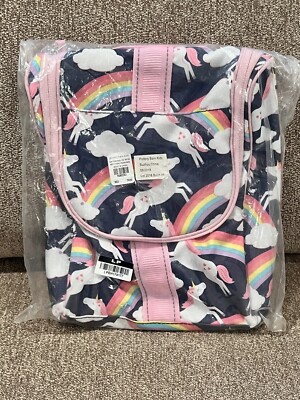 NEW Pottery Barn Kids Navy Pink Unicorn Rainbow Toiletry Travel Overnight  Bag