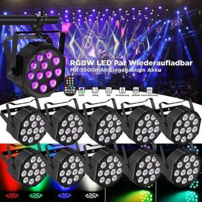 Akku LED Par Scheinwerfer Strahler 120W 12 LED RGBW DMX Bühnenlicht partylicht - Bild 1 von 4