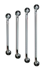 Grab Bar, 12in, Chrome, No-Slip Grip, 1.5in From Wall,