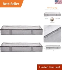 2-Pack Under Bed Fabric Storage Bags with Zipper and Window - 18 x 42 x 6 Inches
