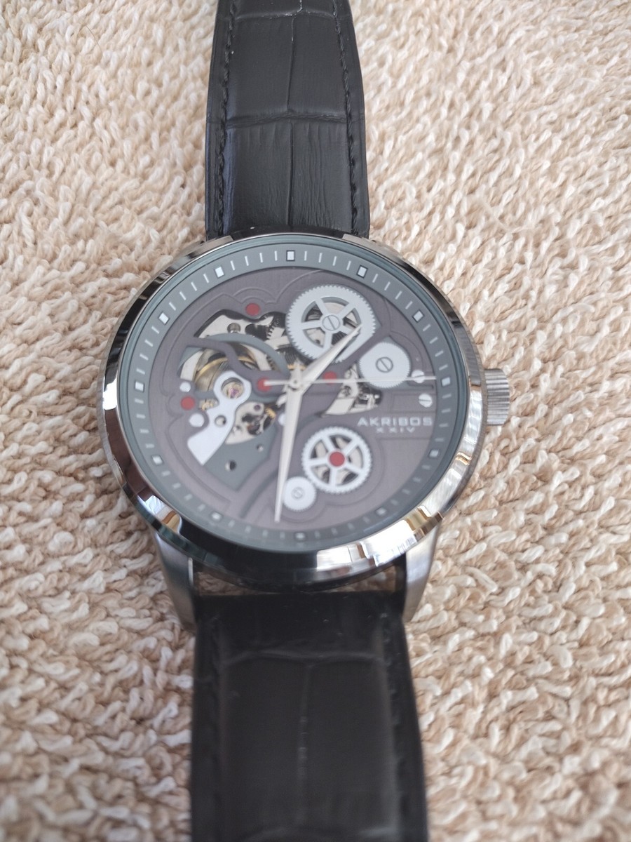 Akribos XXIV AK538GY Automatic Skeleton Dial Men's Watch 44mm