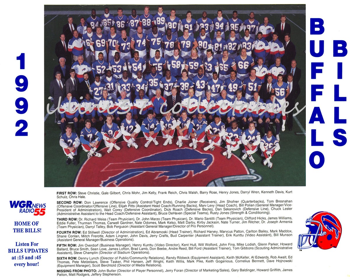 1992 BUFFALO BILLS AFC CHAMPIONS SUPER BOWL 27 XXVII 8X10 TEAM