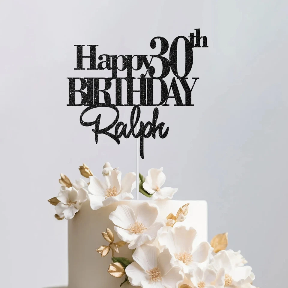 ACROCART Personalised Happy Birthday Cake Topper Any Age Any Name 16 18th 21st 900 GSM
