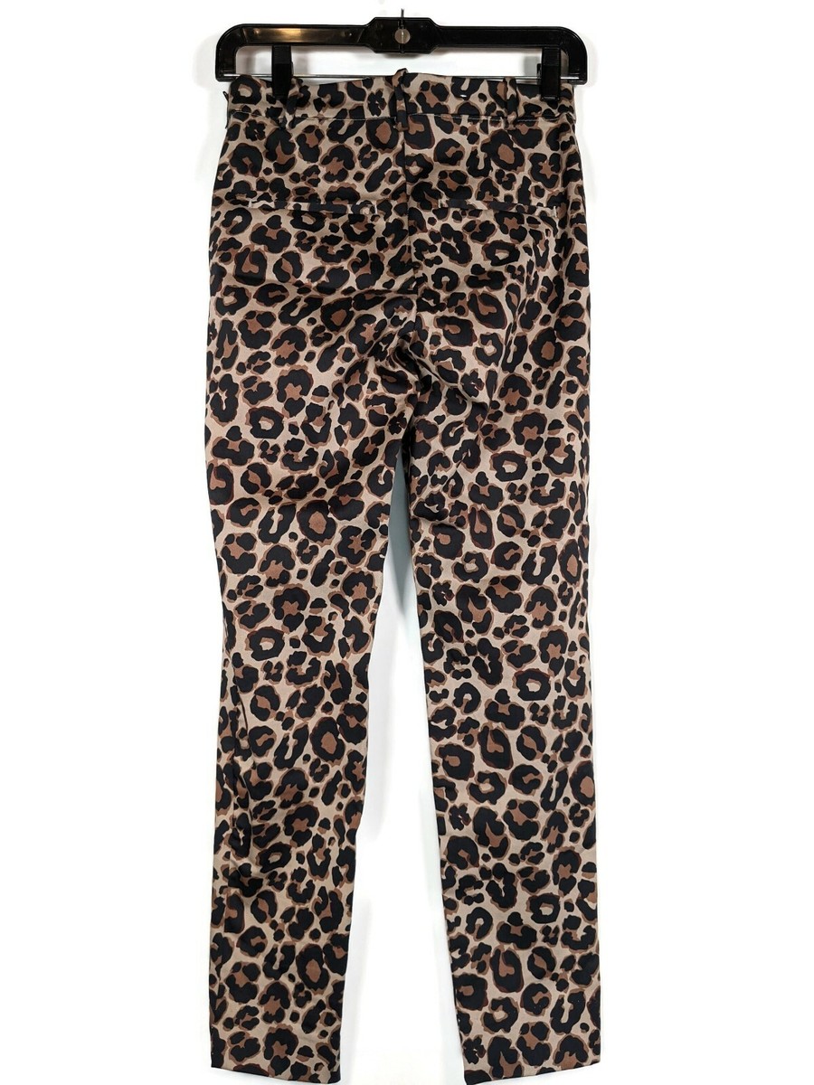 【mnem】Shad Leopard Cotton Pants H&M Brown Black Leopard Print Cotton Stretch Slim Pants Size