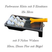 Profi Maler Set Klein 12Tlg. 15X 32Cm Mit 5 EinsäTzen Und BüGel. Farbwanne Walze