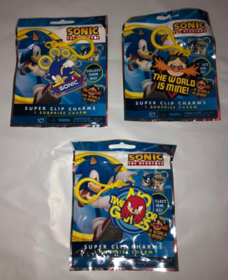 LOT of 3 Sonic The Hedgehog Super Backpack Clip Surprise Charms Keychains SEGA