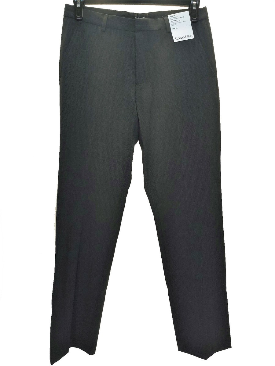 calvin klein straight fit dress pants $79 Calvin Klein Men's Straight Fit Dress Pants Check Charcoal 30WX32L