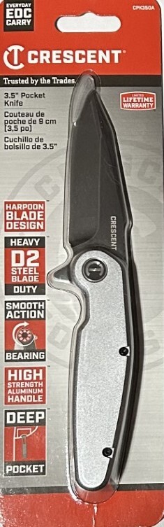 CRESCENT Heavy Duty EDC Folding Pocket Knife CPK350A Harpoon Blade D2 NEW