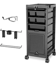 TASALON Professional Salon Storage Trolley Cart with 6 Drawers, Black