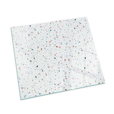 Ofenplatte Kaminglas Kaminofen Bodenplatte  Muster mit kleinen Formen 60 x 60 cm