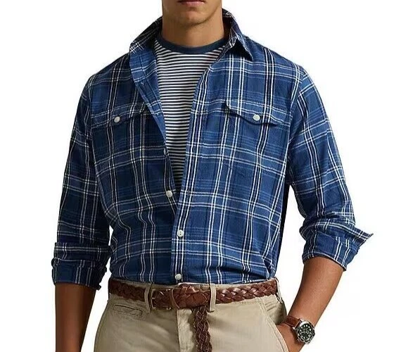 Polo Ralph Lauren Men's M Linen Blend Classic Fit Woven Blue Plaid L/S NWT
Opens in a new window or 