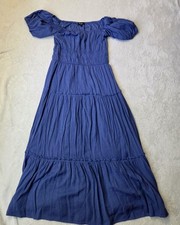 Trixxi Women's Strapless Maxi Dress Blue, M, Boho Western Folklore Cowgirl
