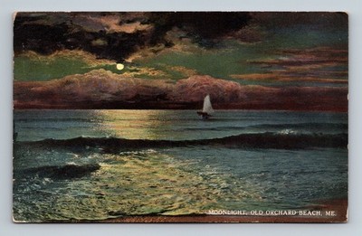 1910's Moonlight Old Orchard Beach,ME Maine York County Vintage Postcard