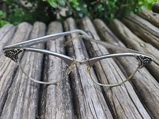 Vintage Art Craft Cat Eyeglasses Aluminum-Silver Frame Only Designer USA 140