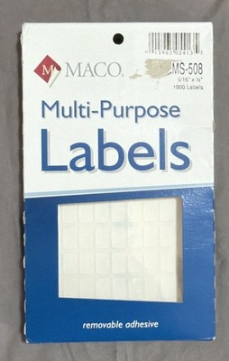 Maco MS-508 Removable Adhesive Multi Purpose Labels 1000ct. 5/16 X 1/2. Chartpak