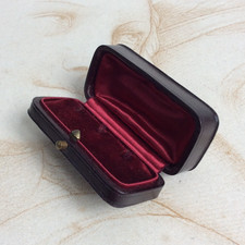 Ecrin Coffret à Bijoux Boutons Ancien en Cuir début XXème
