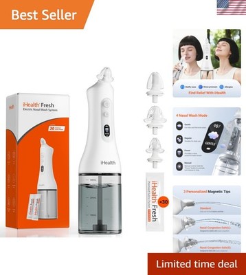 Electric Nasal Rinse with Temperature Control & 30 Saline Packets - Family Care
