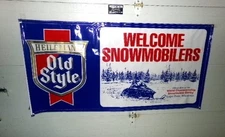 Heileman's OLD STYLE beer "WELCOME SNOWMOBILERS" large vinyl banner