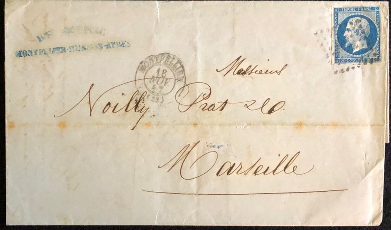 1857 France Cover #15 Fancy Cancel Montpelier to Marseille France