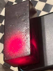 FLAWED! Dark cherry translucent dice or prayer bead block 031924gAE
