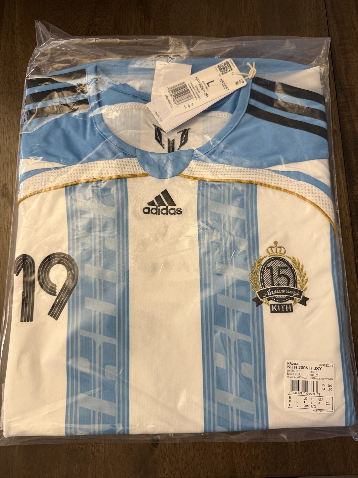 KITH & MESSI FOR ADIDAS FOOTBALL JERSEY ARGENTINA L LARGE WORLD CUP FIFA LIONEL